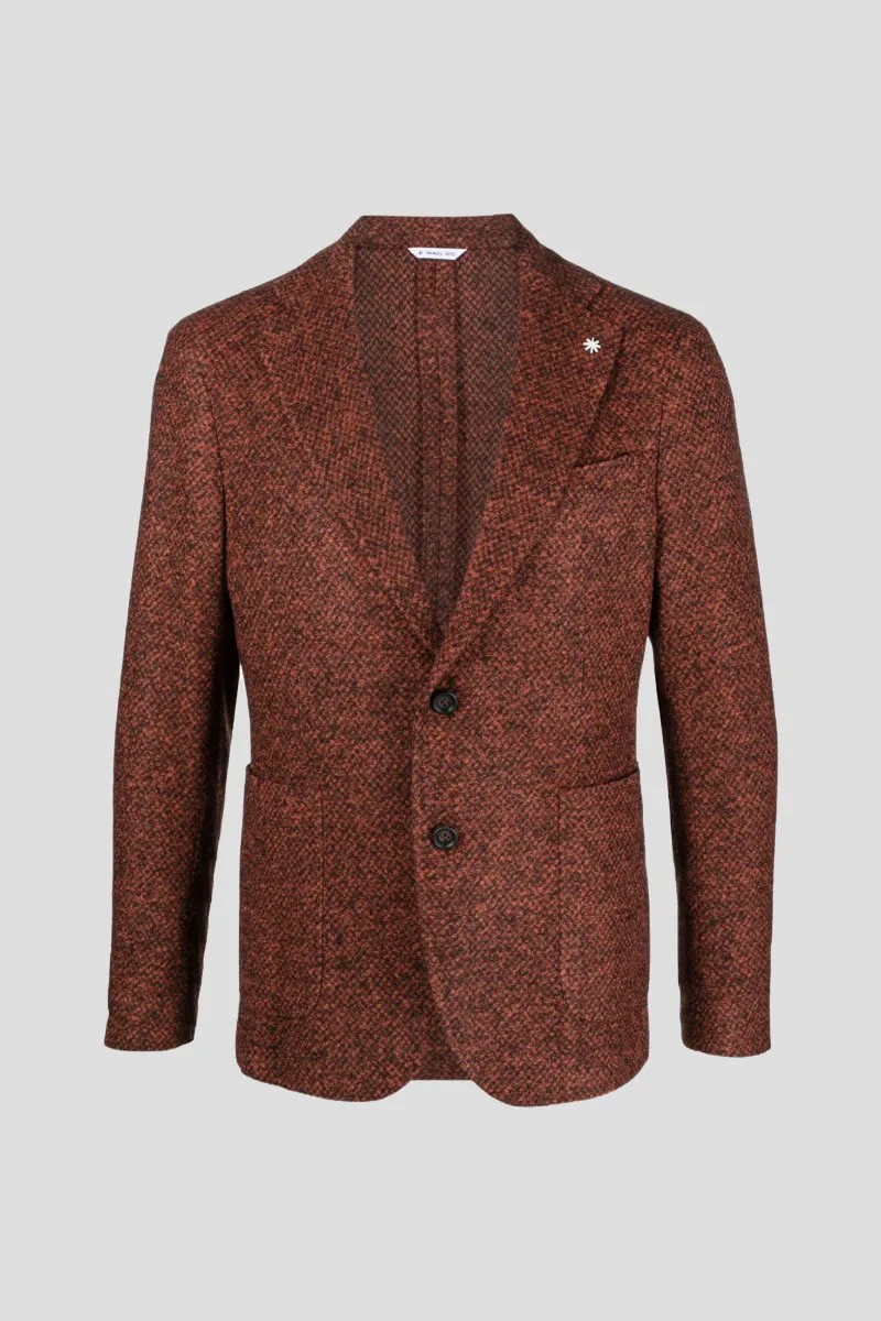 MANUEL RITZ Ανδρικό Καφέ Enamel Single Breasted Blazer