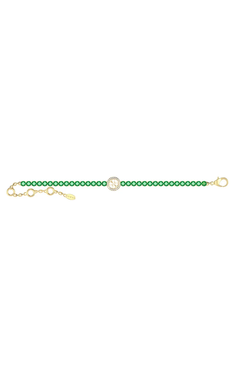 GUESS STEEL PARADISE JUBB05142JWYGGNL Βραχιόλι Χρυσό Με Πράσινες Πέτρες Και Χρυσό Σχέδιο