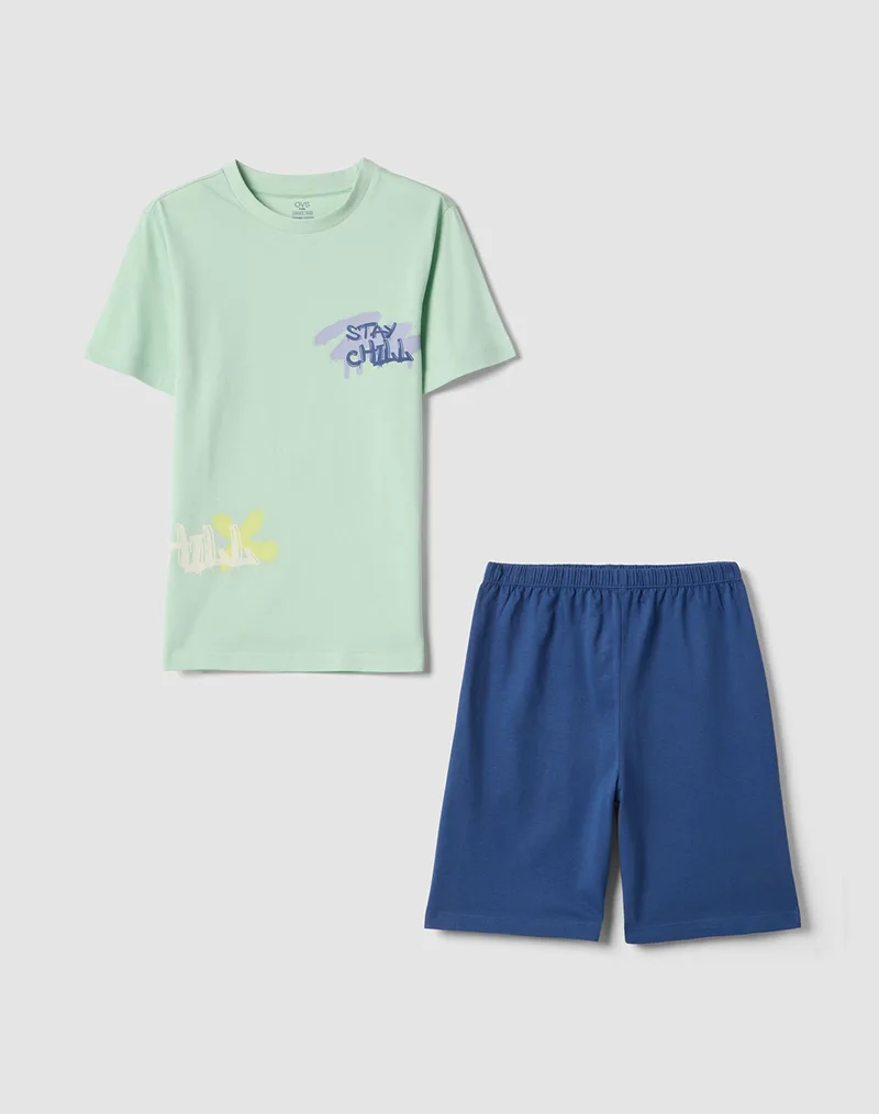 OVS SP PJA SHORT 10-15 2619161-GREEN/BLUE MintGreen