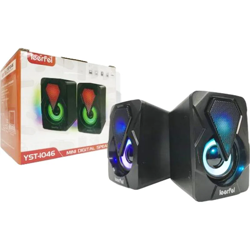 Leerfei YST-1046 Ηχεία Υπολογιστή 2.0 με RGB Φωτισμό σε Μαύρο Χρώμα