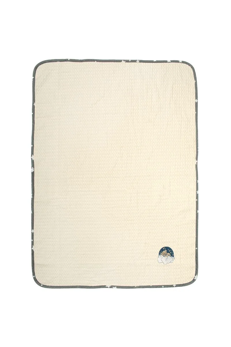 Κουβέρτα Πικέ Κούνιας 100x160εκ. Με Κέντημα Cloudy Bear 177 Ecru-Grey DimCol