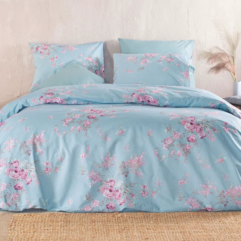 Παπλωματοθήκη Μονή (Σετ 160x250) Rythmos Nova Springtime Blue