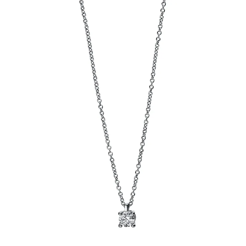 Diamond Group Κολιέ Mονόπετρο με Διαμάντι Brilliant από Λευκό Χρυσό 18 Καρατίων KL2020