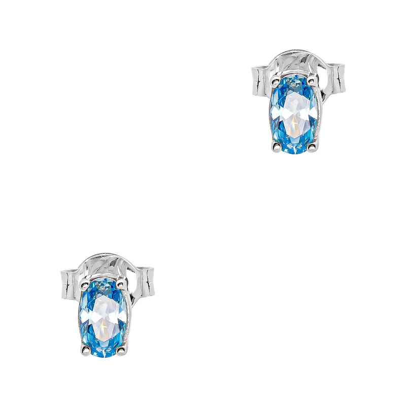 Σκουλαρίκια με Βlue Topaz απο Λευκό Χρυσό 9 Καρατίων SK2780