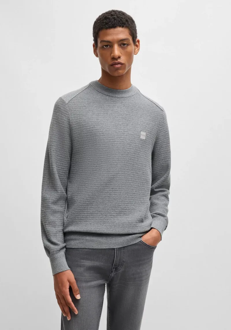 BOSS Pullover της σειράς Anion - 50527584 051 Light Pastel Grey