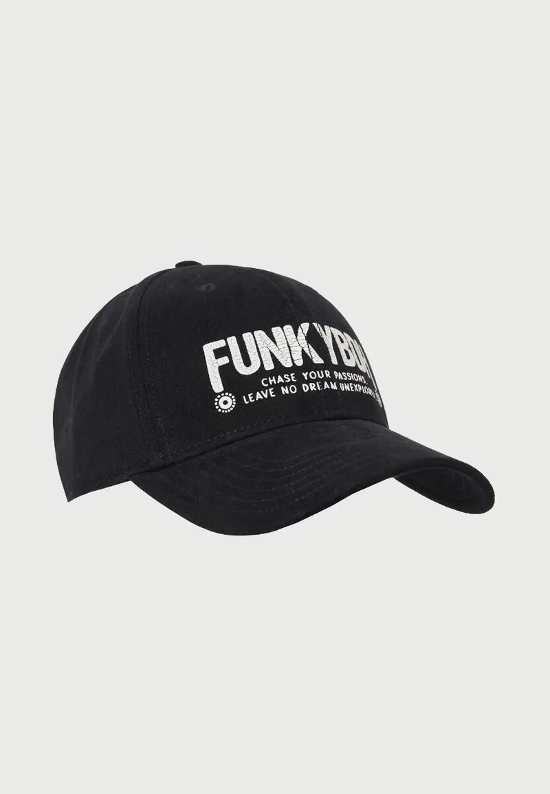 Funky Buddha Ανδρικό καπέλο με branded τύπωμα FBM013-068-10 Μαύρο