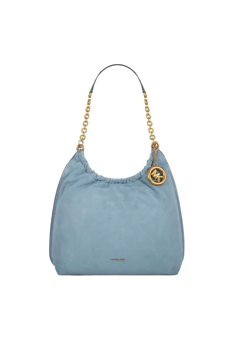 Michael Kors γυναικεία suede τσάντα ώμου "Indie Large" - 30S6A15L7S Μπλε Ανοιχτό