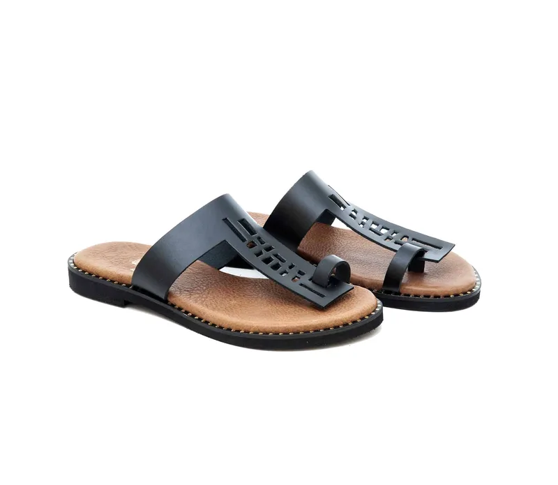 Δερμάτινα Flat Πέδιλα Art 20SS309 Black