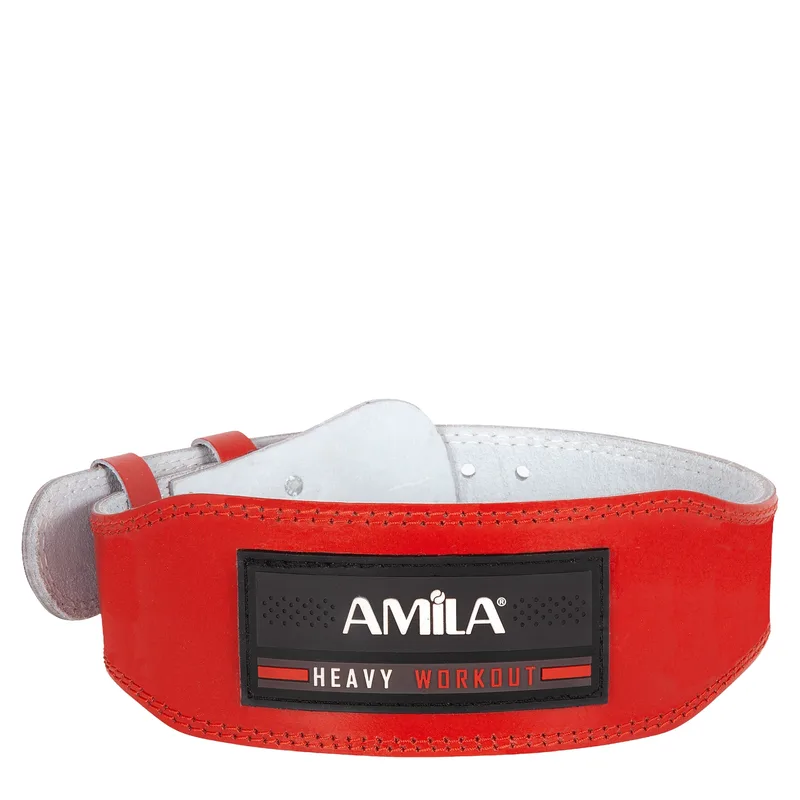 Ζώνη Άρσης Βαρών Amila Δερμάτινη Κόκκινη Γ΄ Quality S