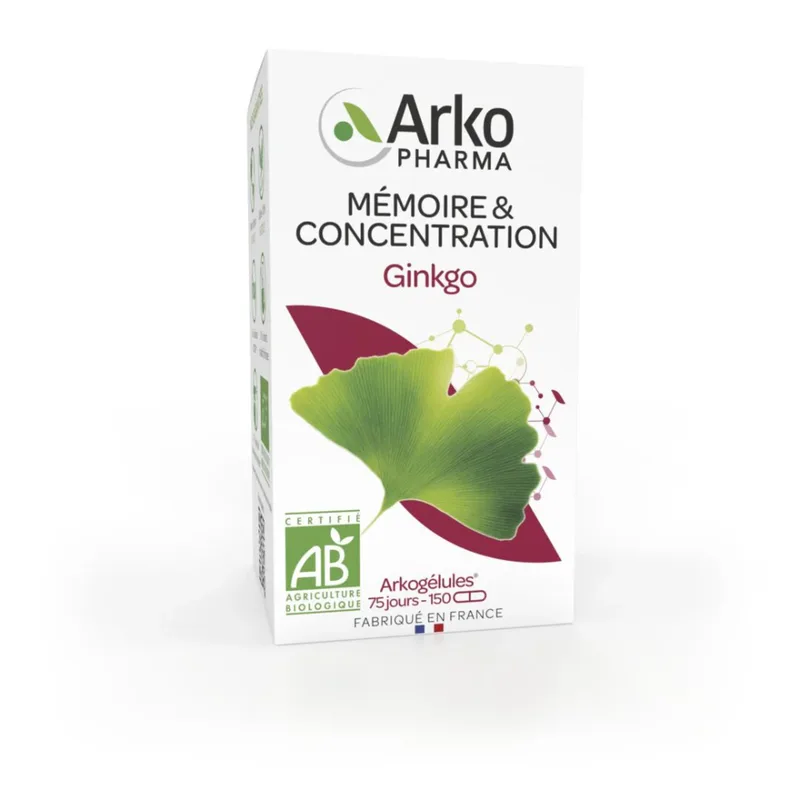 ArkoPharma ArkoCapsule - Ginkgo - Memory & Concentration - BIO 150 Capsules