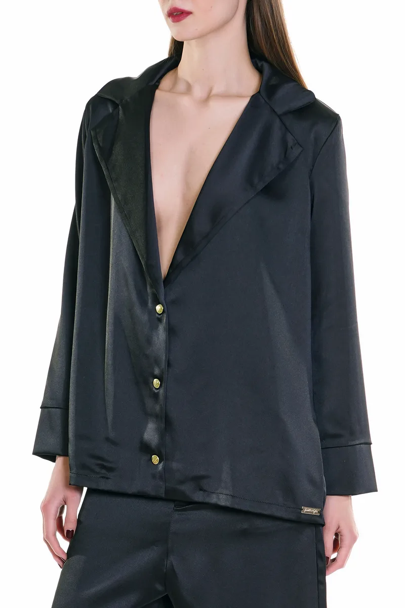 Πουκάμισο Μακρυμάνικο Kendal + Kylie Satin KKW3704102-BLACK Γυναικείο