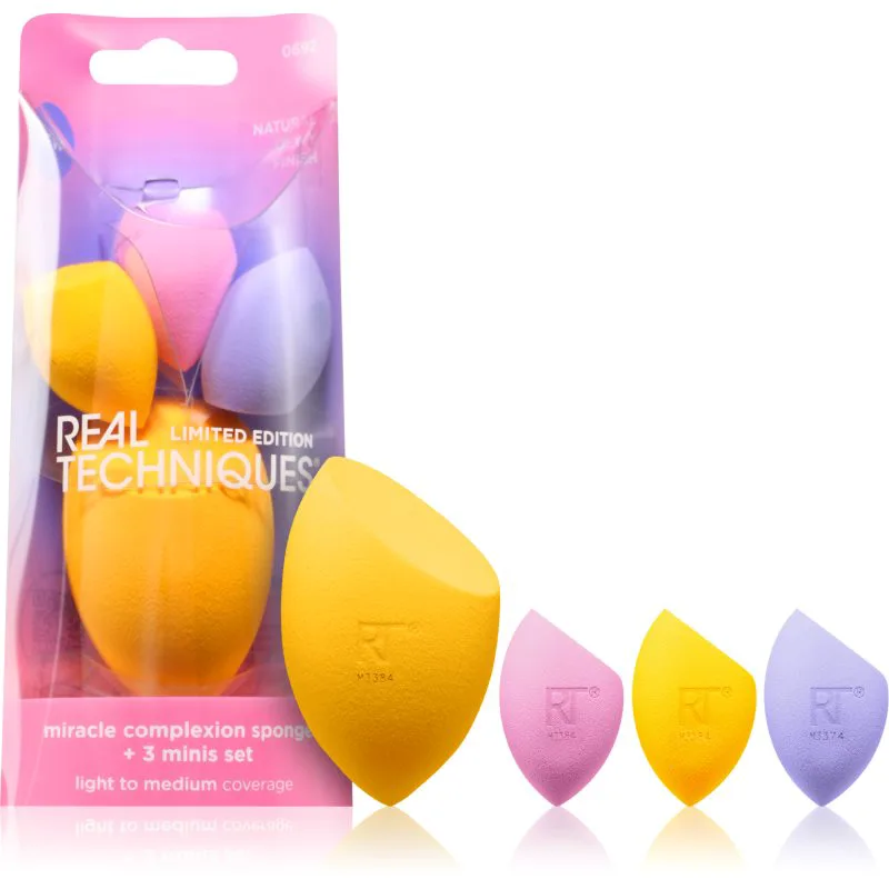 Real Techniques Miracle Complexion Sponge +3 minis set σφουγγαράκι για μεικ απ