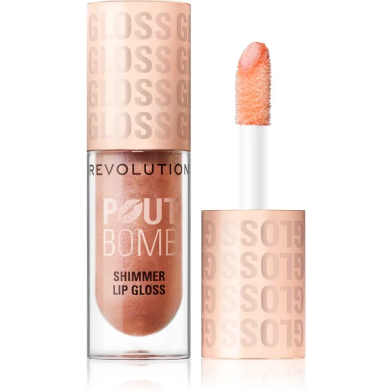 Revolution Shimmer Gloss αστραφτερό λιπ γκλος απόχρωση Glimmer Nude 4.5 ml