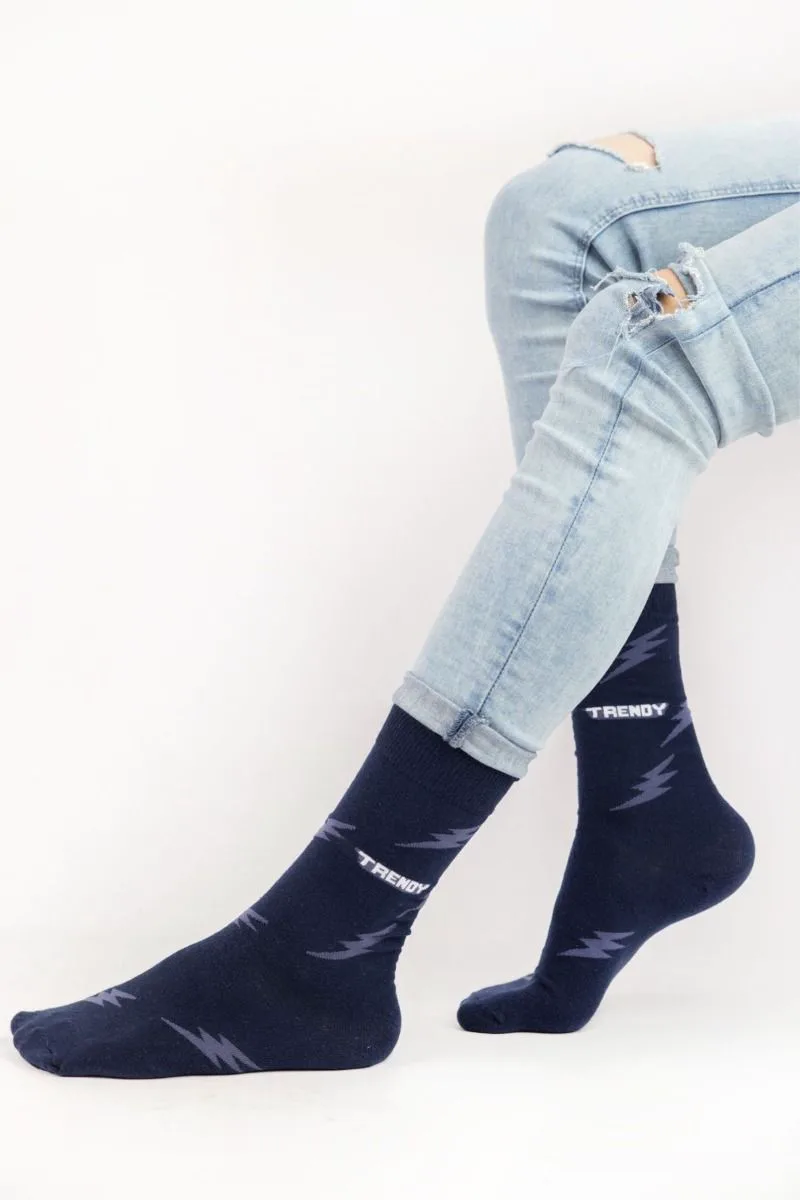 Ανδρικές casual κάλτσες BOWIE II Βαμβακερές Trendy 16191 Σκούρο Μπλέ