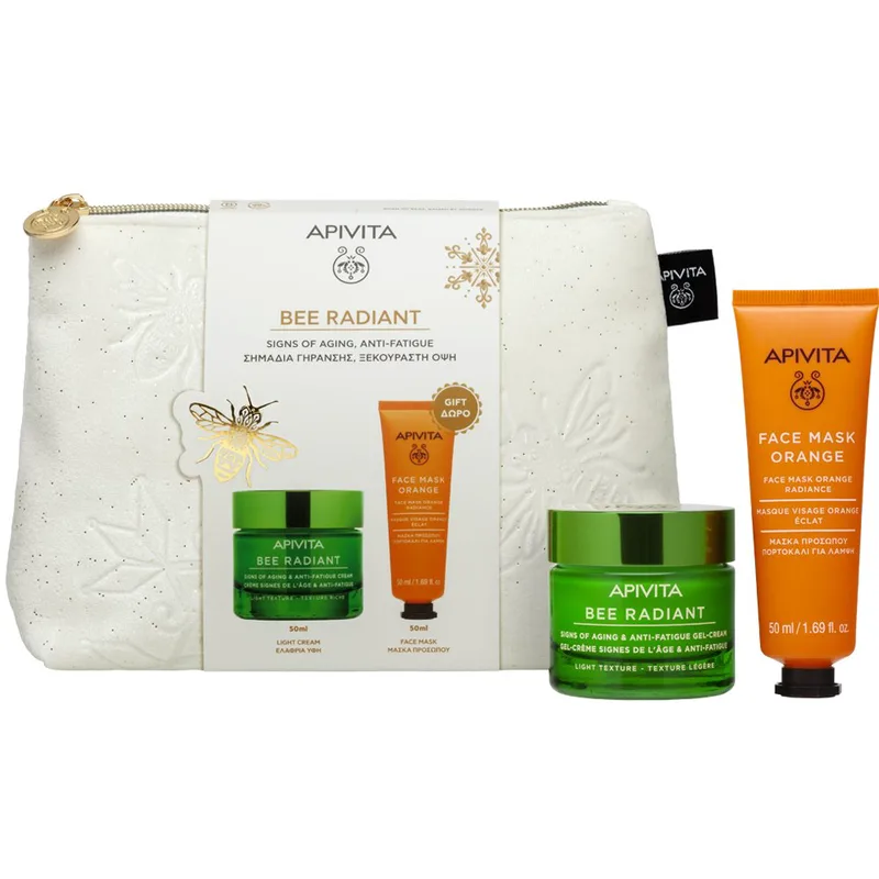 Apivita Promo Bee Radiant Light Texture Gel-Cream 50ml & Δώρο Πορτοκαλί Radiance Face Mask 50ml & Δώρο Νεσεσέρ 1 Τεμάχιο