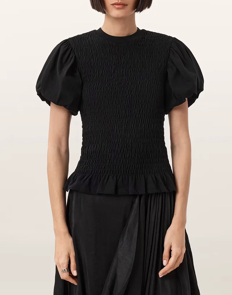 ALL SAINTS DAEL TOP W013JD-BLACK Black