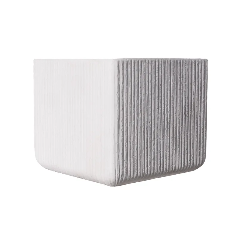 Supergreens Γλάστρα Πήλινη Τετράγωνη "Stripe" Λευκή L 37x37x32 εκ.