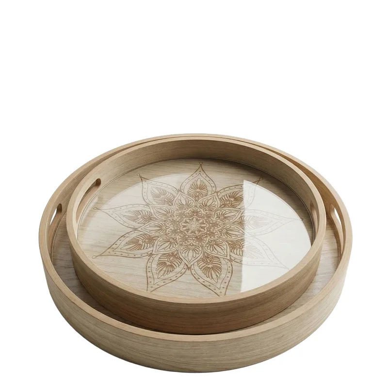 Σετ 2τμχ Διακοσμητικός Δίσκος Mdf Natural ESPIEL 30x4,5εκ.-35x4,5εκ. DWDA1005 (Υλικό: Mdf, Χρώμα: Natural) - ESPIEL - DWDA1005
