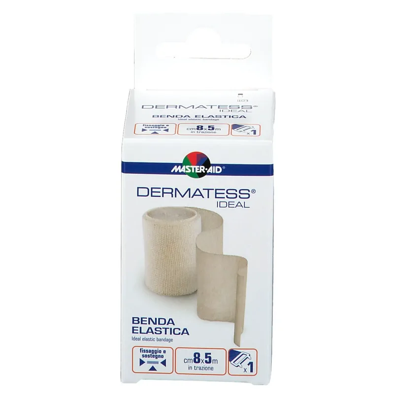 Master Aid Dermatess Ideal Benda Elastica 8cm x 5m Ελαστικός Επίδεσμος Στερέωσης & Συγκράτησης 1 Τεμάχιο