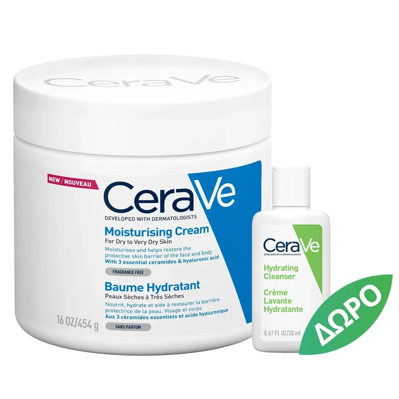 CeraVe Promo Moisturising for Dry to Very Dry Skin Face & Body Cream 454g & Δώρο Hydrating Face & Body Cleanser 20g