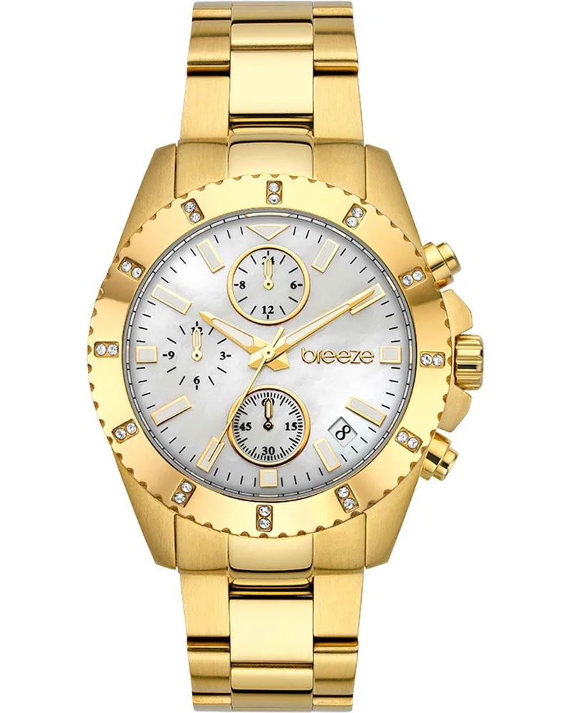 BREEZE Obsession Crystals Chronograph - 212461.1, Χρυσό case with Stainless Steel Bracelet