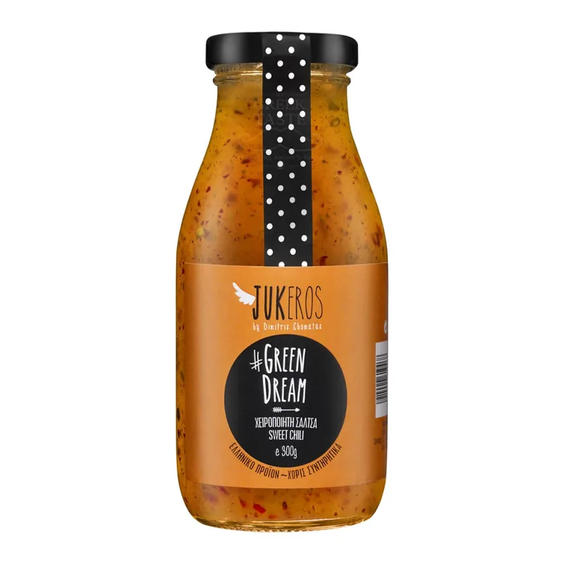 Παχύρευστη σάλτσα Sweet Chili με πράσινα Chili, πάστα φρέσκου Κόλιανδρου και μπαχαρικά - Jukeros - 300ml Gluten Free Lactose Free Vegan Ελλάδα