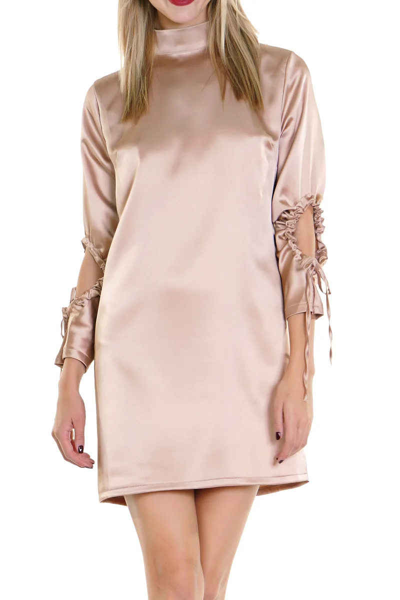 Φόρεμα Kendal + Kylie Shirred Sleeves A Line Mini KKW3703007-BEIGE Γυναικείο