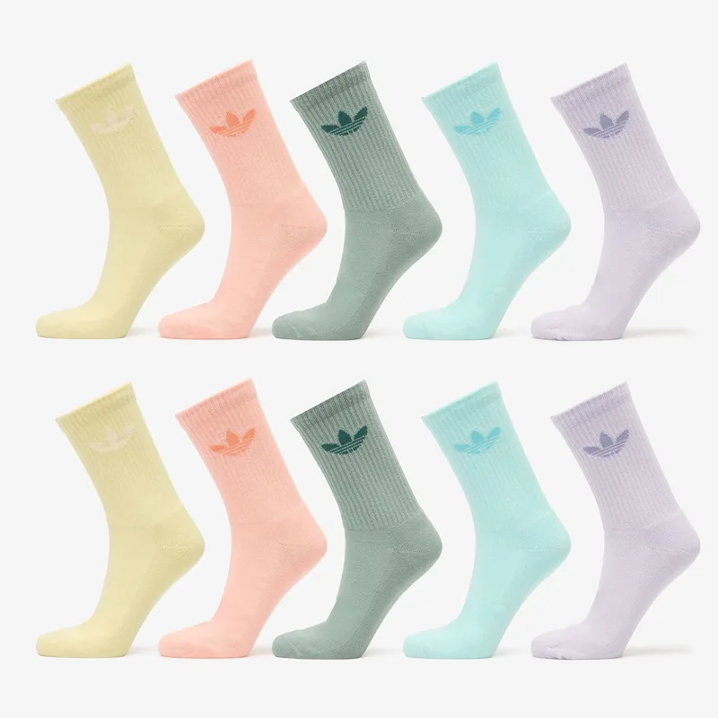 adidas Trefoil Crew Socks 10-Pack Silver Green/ Glow Ροζ/ Semi Flash Aqua S