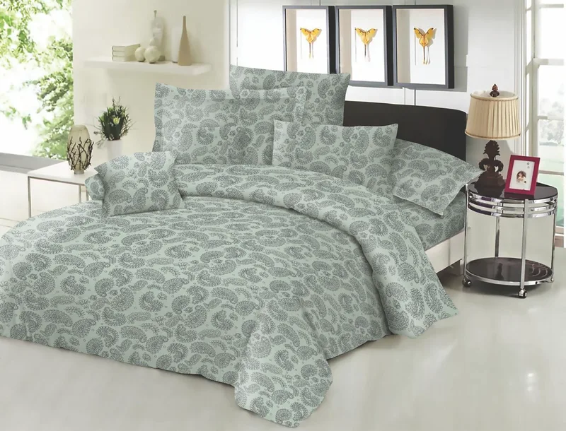 Σετ Σεντόνια Εμπριμέ Polycotton Μονά Με Λάστιχο 100x200+22εκ. Lahor Aqua Komvos Home 7001648-69F (Τύπος κατωσέντονου: Με Λάστιχο, Ύφασμα: 50% Cotton-50% Polyester, Μέγεθος: Μονά, Χρώμα: Aqua) - KOMVOS HOME - 7001648-69F