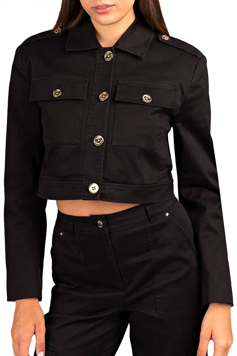 MICHAEL KORS JACKET CROPPED ΤΣΕΠΕΣ ΜΑΥΡΟ