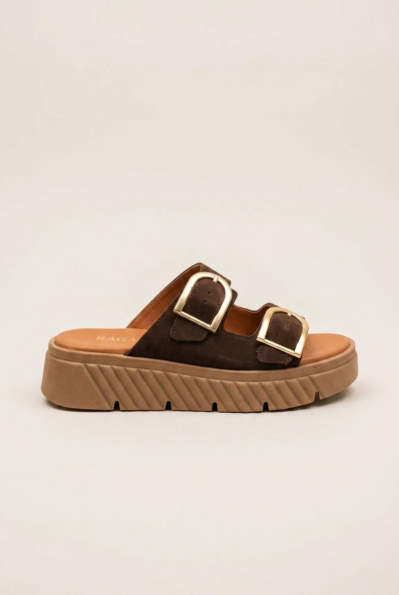 RAGAZZA Flatform Sandals - 01250 - Brown Suede