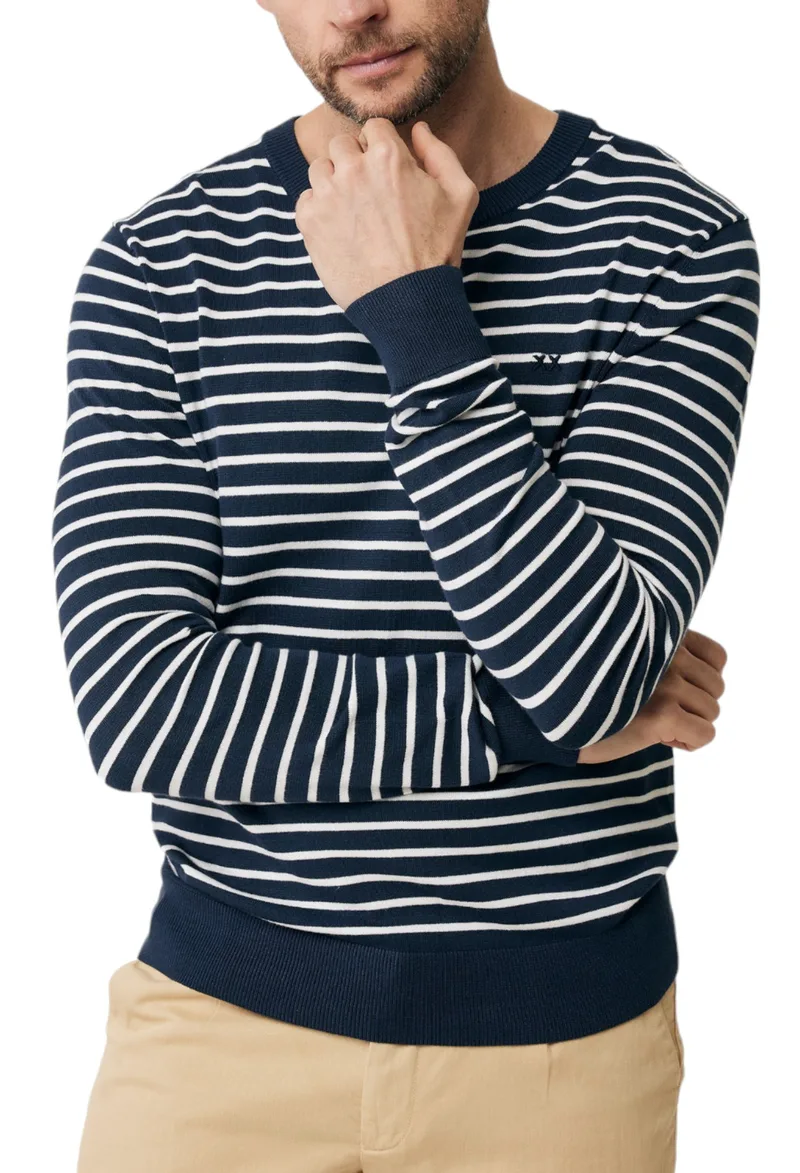 Πουλόβερ Mexx Basic Stripe Crew Neck AO0923033M-NAVY Ανδρικό