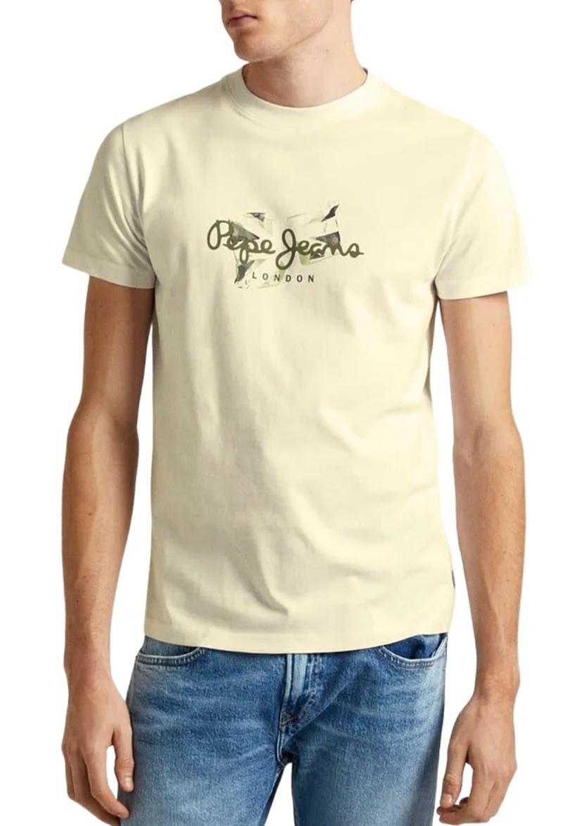 Μπλούζα Κοντομάνικη Pepe Jeans Drop 1 Count PM509208-804-IVORY WHITE Ανδρικό