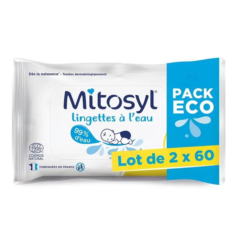 Mitosyl Water-based wipes 2x60