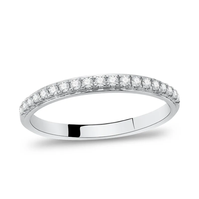 Diamond Group Μισόβερο Δαχτυλίδι με Διαμάντια Brilliant από Λευκό Χρυσό 18 Καρατίων DDX343