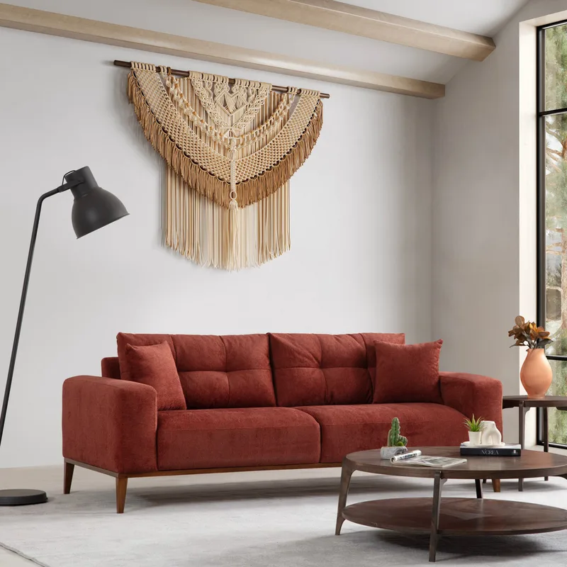 Τριθέσιος Καναπές-Κρεβάτι Sinor 3 Seater - Tile Red 560Are2365 (92x75x57)