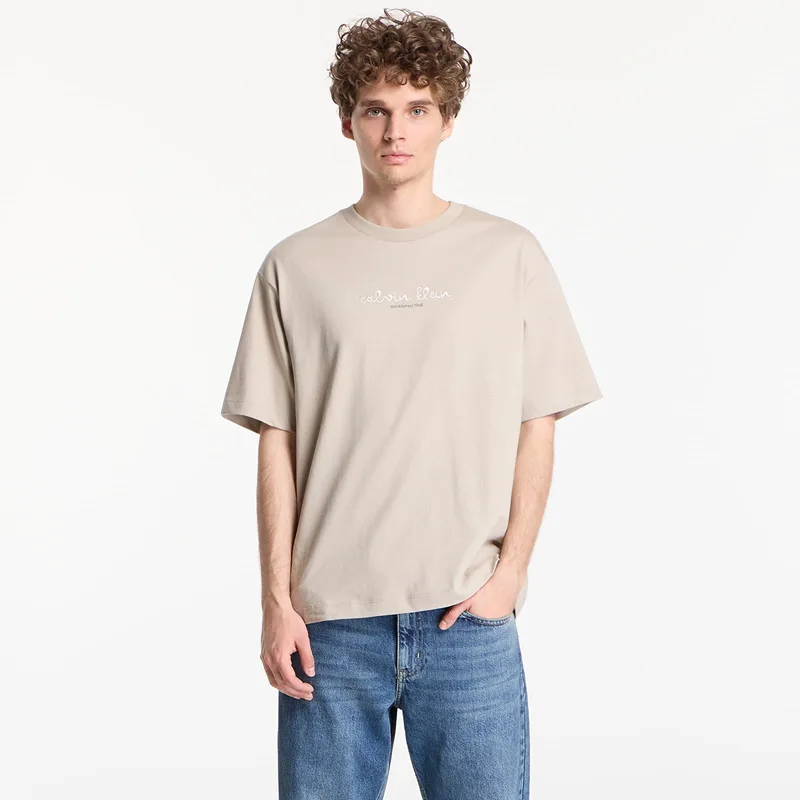 T-shirt Calvin Klein Jeans Ss 16S Ck Trvl Lines Graphic Tee Plaza Taupe L