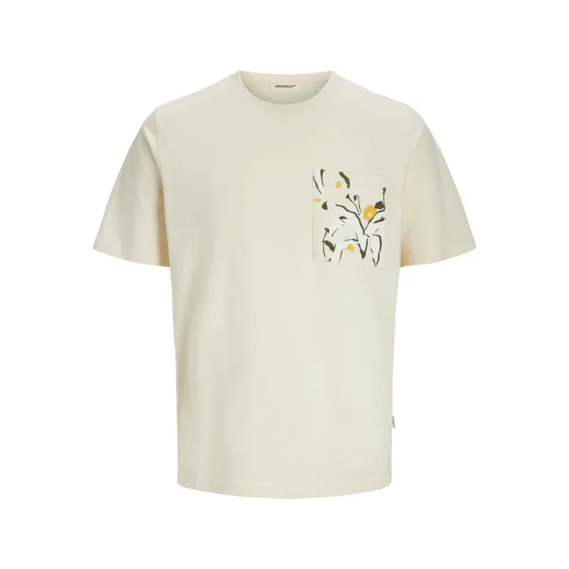 Jack & Jones "Tavira Pocket"σε Plus fit γραμμή,με μεταξοτυπία - Antique White