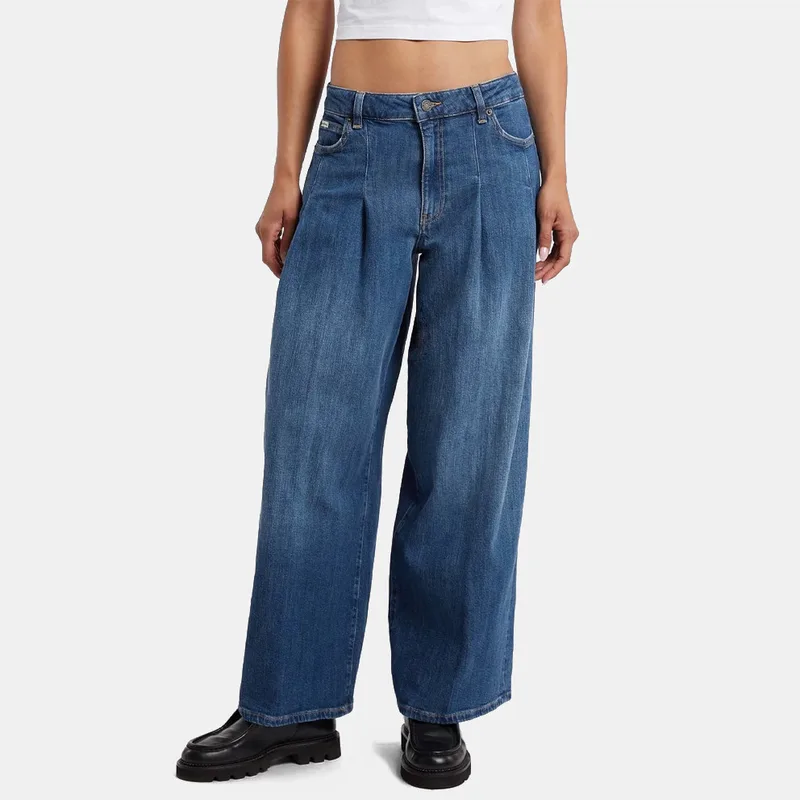 Guess Pleated Extra Wide Leg Γυναικείο Τζιν Παντελόνι (9000240743_88275)