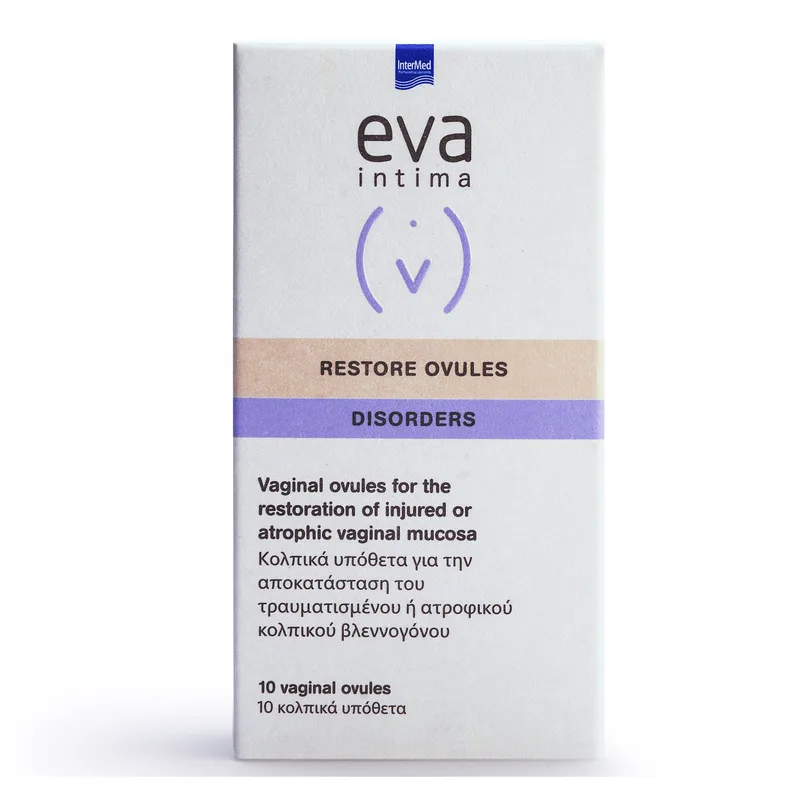 Eva Intima Restore Ovules Disorders Κολπικά Υπόθετα για Αποκατάσταση του Τραυματισμένου, Ατροφικού Κολπικού Βλεννογόνου 10 Ovule