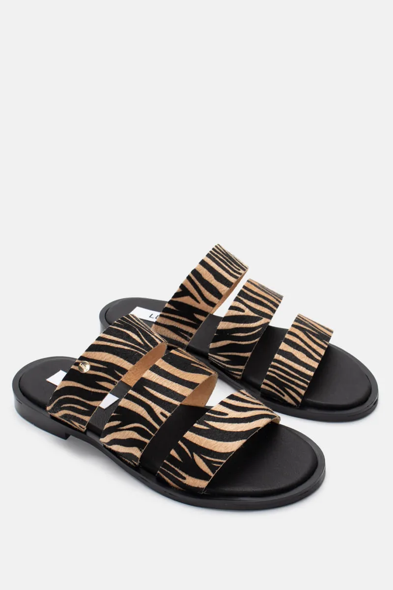 LUIGI DESIGN - Flat Σανδάλια με Λουράκια - Zebra-Μπέζ