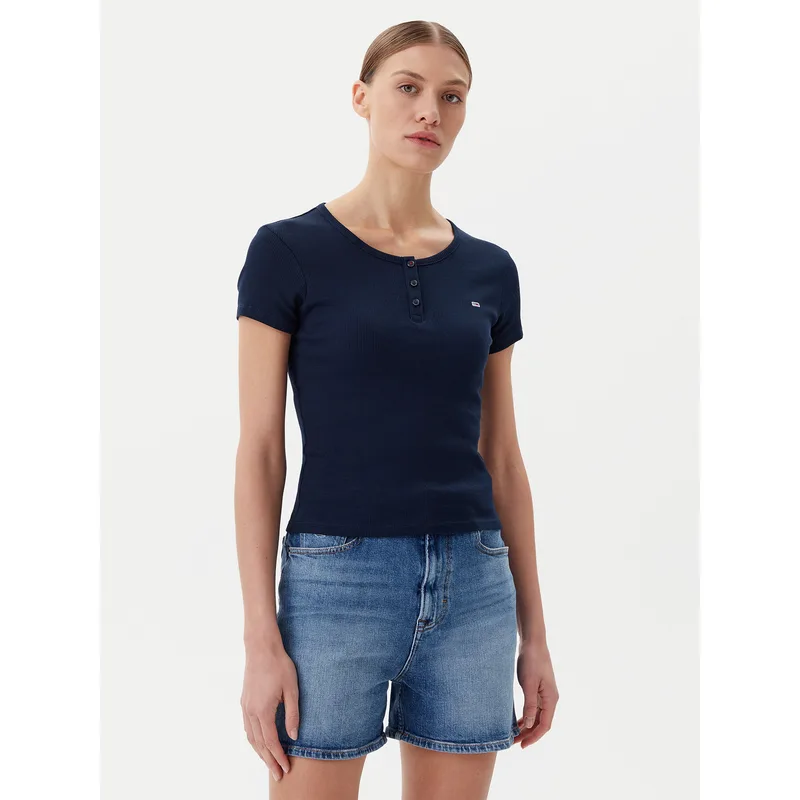 Tommy Jeans T-Shirt DW0DW19502 Σκούρο μπλε Slim Fit