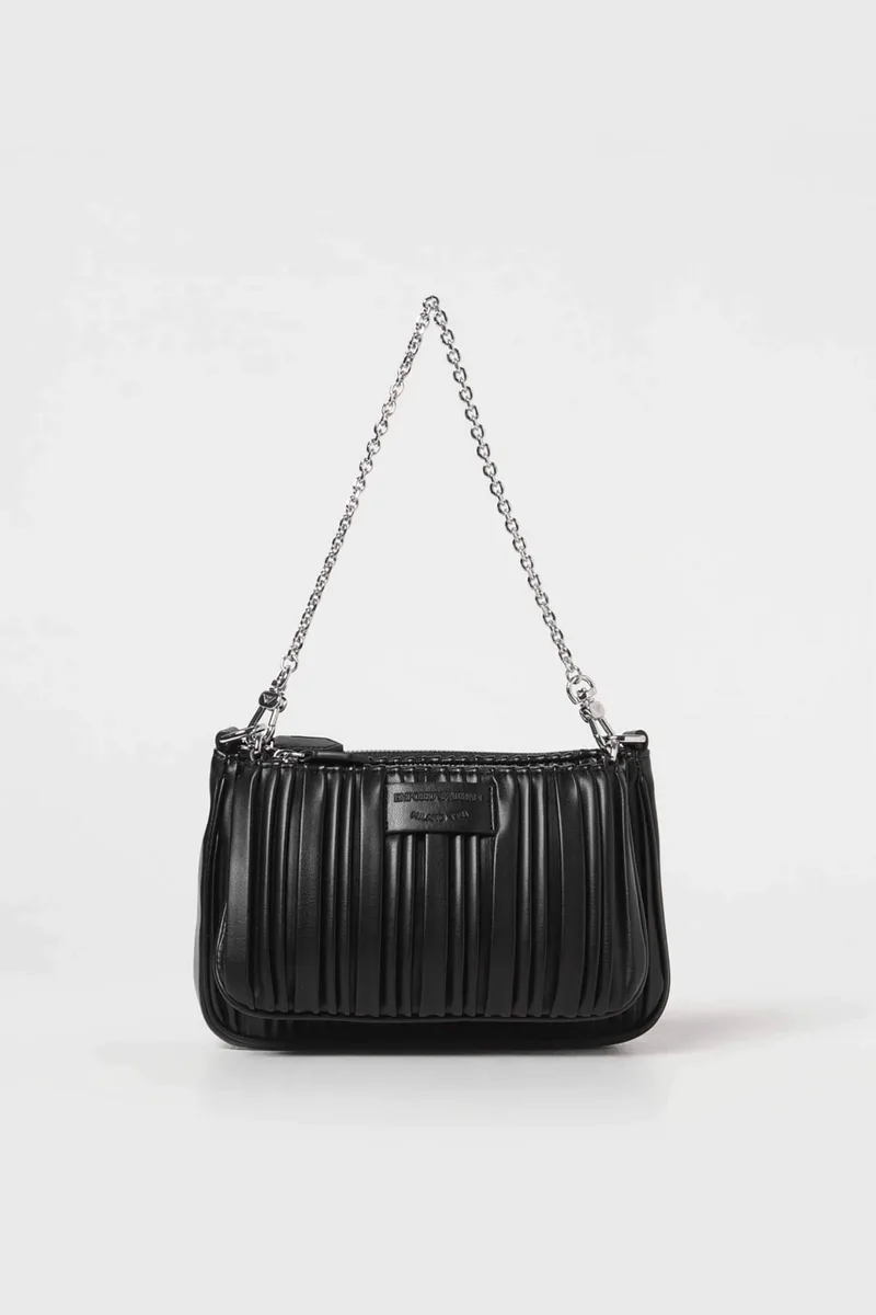 Emporio Armani γυναικείο mini bag με πλισέ σχέδιο - Y3H317YWQ4E Μαύρο