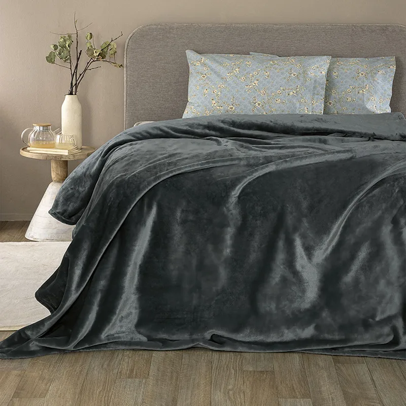 Κουβέρτα Fleece Μονή 160X220 Palamaiki Lucy Coal (160x220)