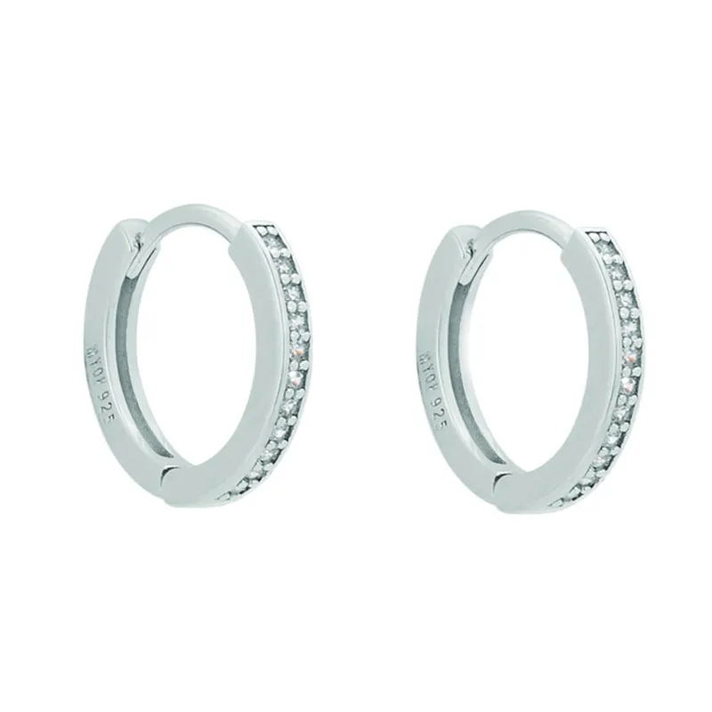 Σκουλαρίκια Κρίκοι Ασήμι 925 μικροί με zircon Prince v2