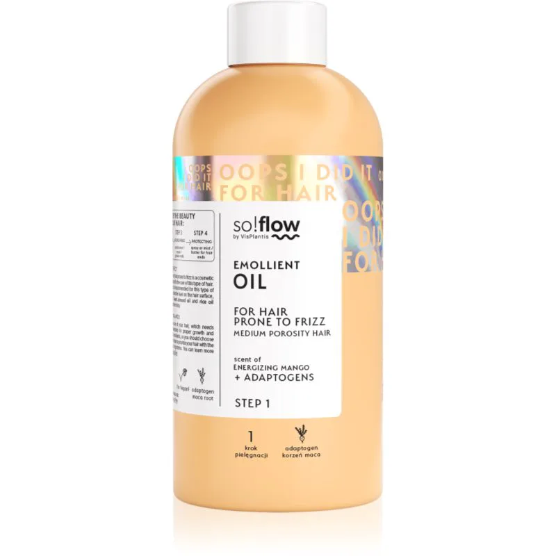 so!flow Medium Porosity Hair Emollient Oil ενυδατικό λάδι για την αντιμετώπιση του κρεπαρίσματος μαλλιών 150 ml