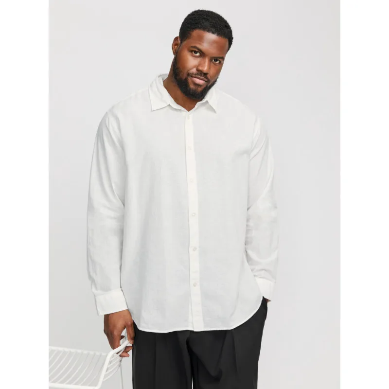 Jack & Jones "Breeze Linen Shirt",λινό μακρυμάνικο πουκάμισο - White