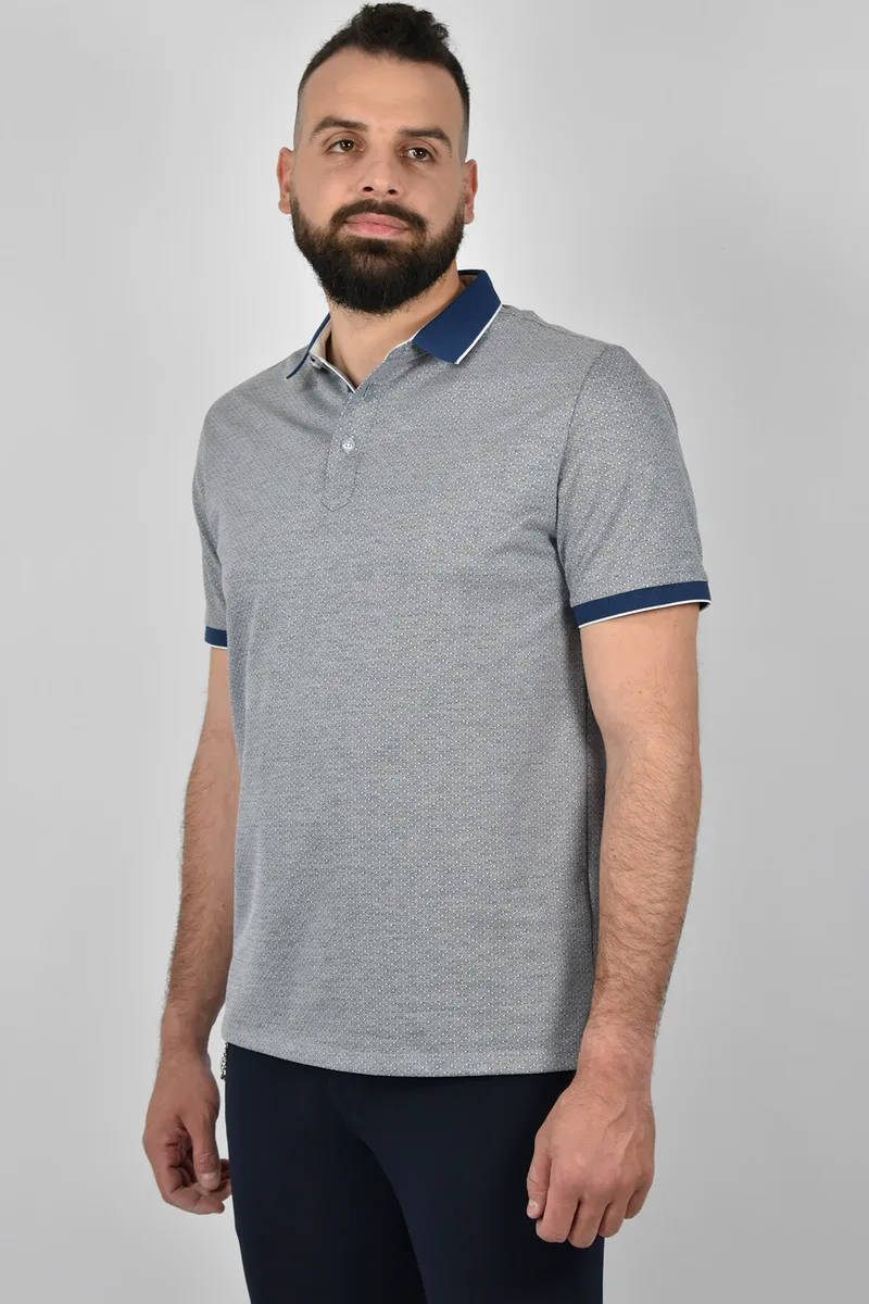 Shutton Blue Μπλούζα Πόλο Με Μικροσχέδιο - Μπλε - L-Padova Polo