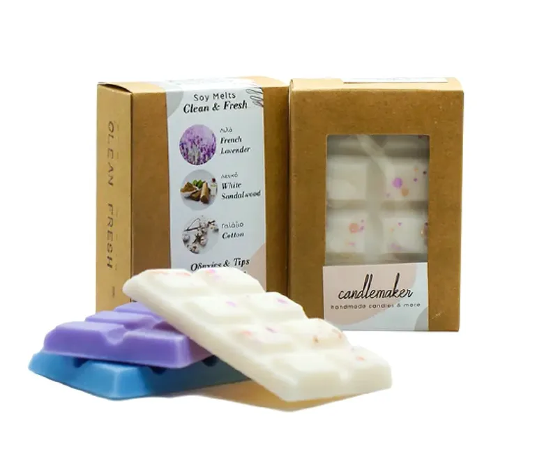Soy Melts Φυτικα Αρωματικα Clean & Fresh Σετ Των 3 Μονόχρωμο CANDLEMAKER