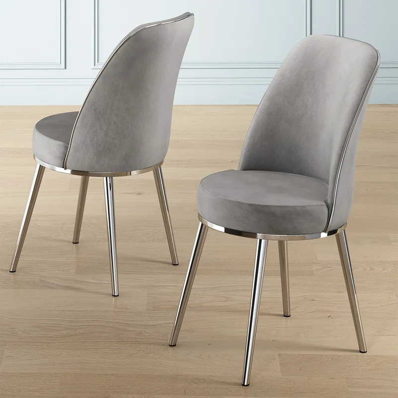 Σετ Καρέκλας (2 Τεμάχια) Pefa - Grey, Chrome 240Chr1550 (45x91x42)
